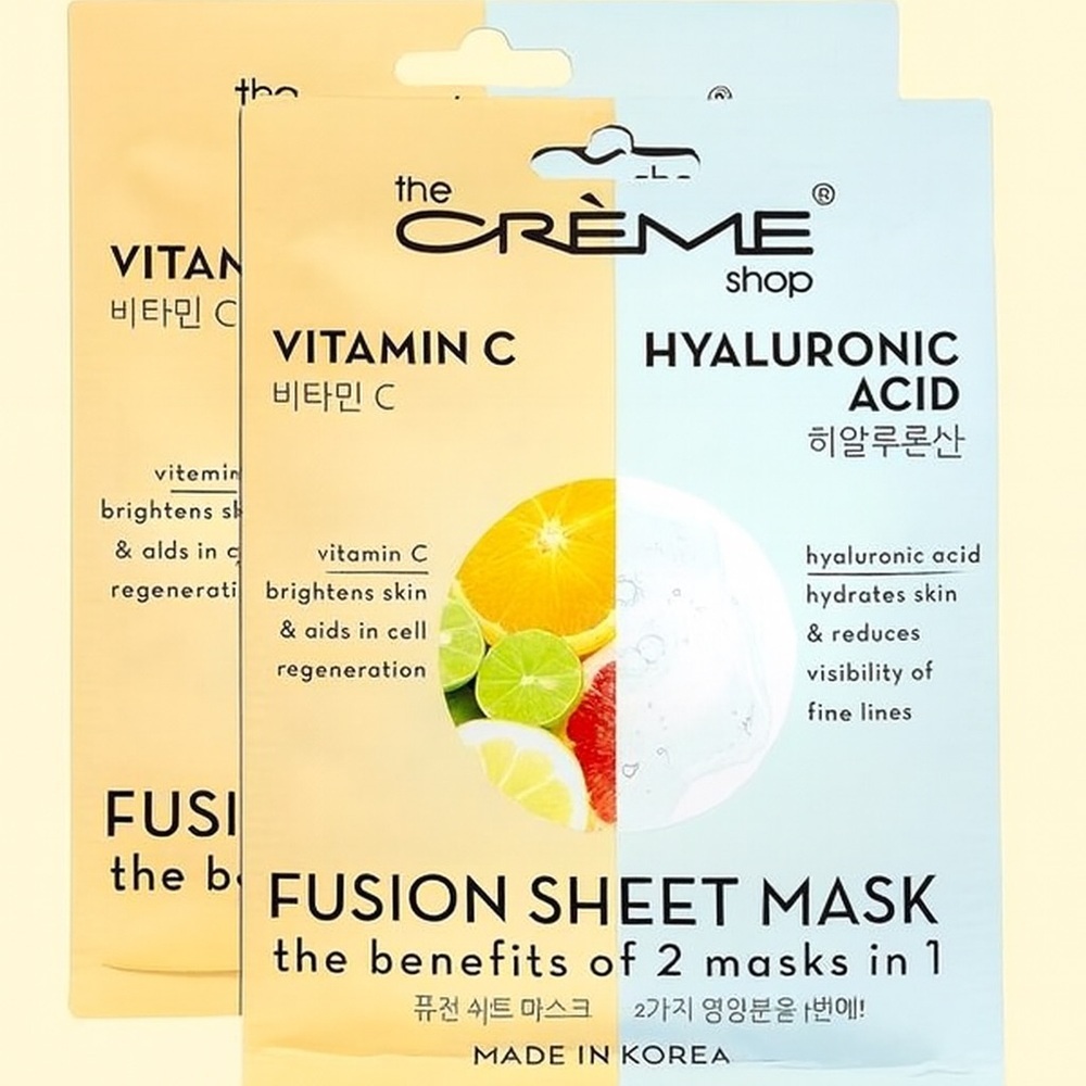 The Creme Shop Fusion Sheet Mask 2-Pack Vitamin C Hyaluronic Acid K-Beauty Korea